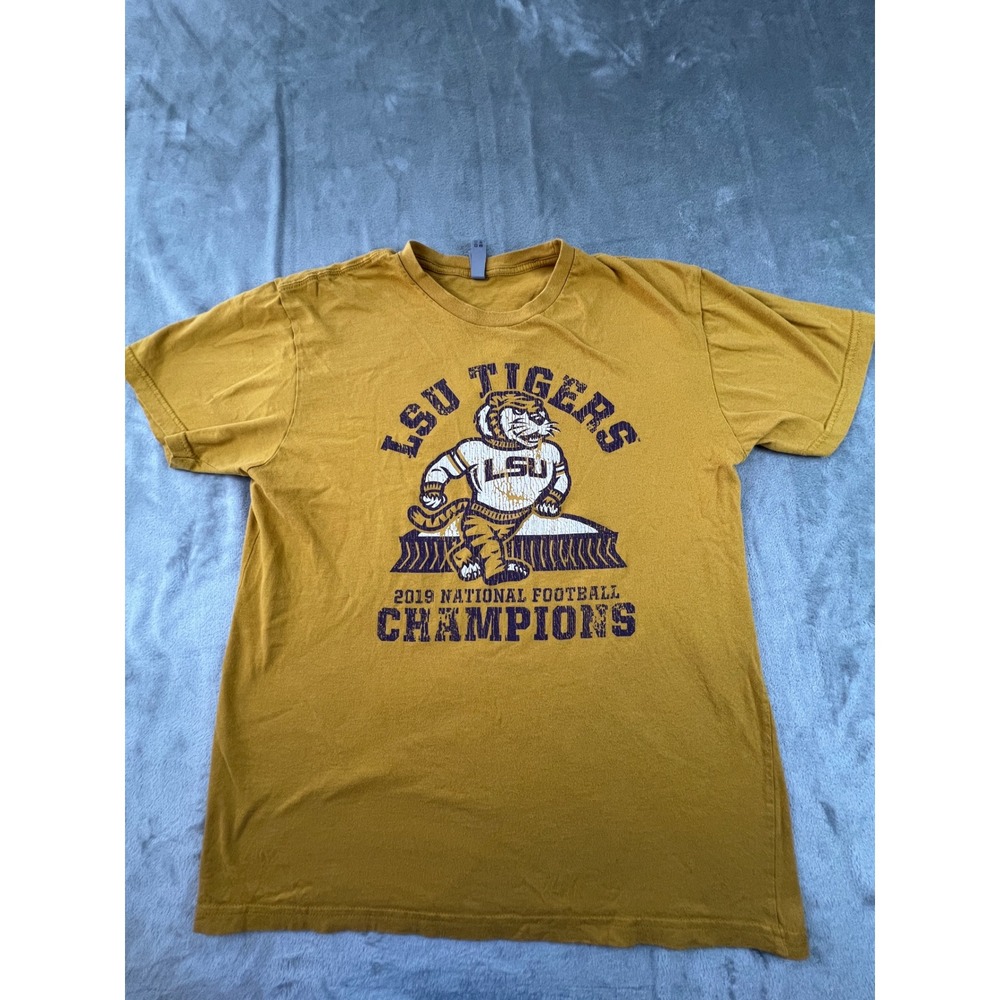 Next Level LSU Tigers T-Shirt Women Large Gold 2019 National Football Champions